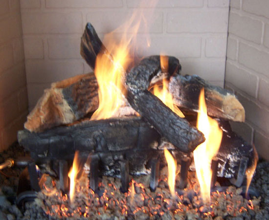 Gas Log Fireplace with Cozy Fire Burning
