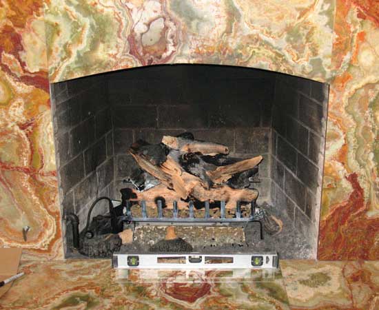 Unlit Gas Log Fireplace with custom surround